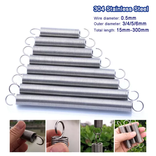 Stainless Steel Extension Spring with Hook Ends Tension Expansion Wire Dia 0.5mm