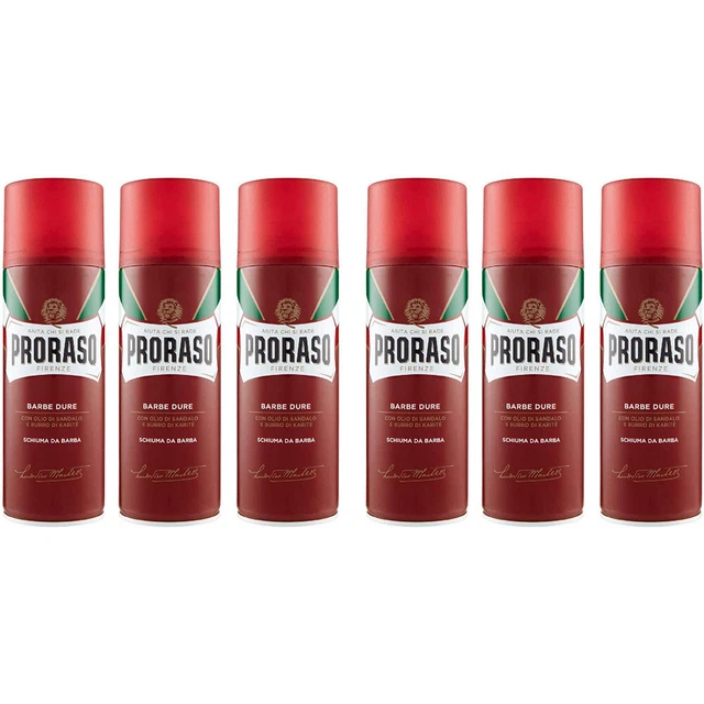 Proraso Schiuma Da Barba Emolliente Lenitiva Barba Dura Olio Sandalo 6pz 400ml