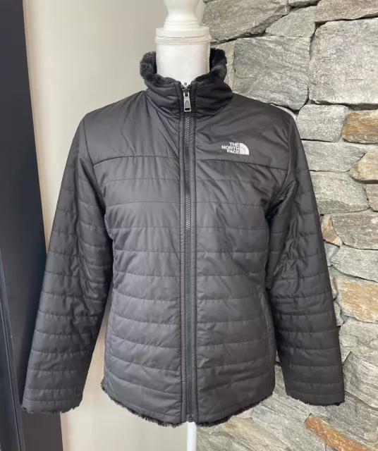 The North Face Reversible Mossbud Swirl Jacket Girls TNF Black Size XL 18