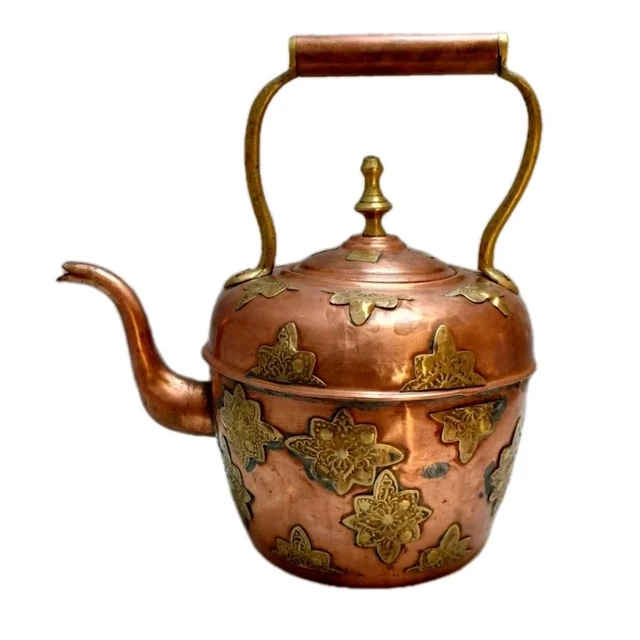 BOUILLOTTE ANCIENNE EN cuivre empire recouvert de tissu bonne etat EUR