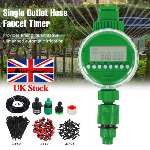 25-100M Automatic Drip Irrigation System Kit Plant Timer Watering Garden Hose UK 2