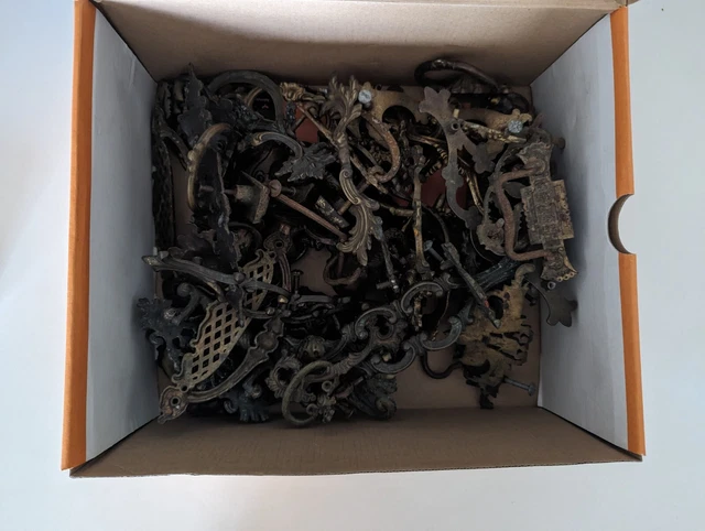 Antique Victorian Brass Handle Drawer Cabinet Bails Pulls Lot