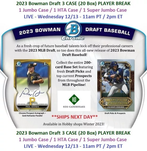 JACKSON HOLLIDAY 2023 Bowman Draft 3 CASE (1 J/1 HTA/ 1 SJ) 20 Box