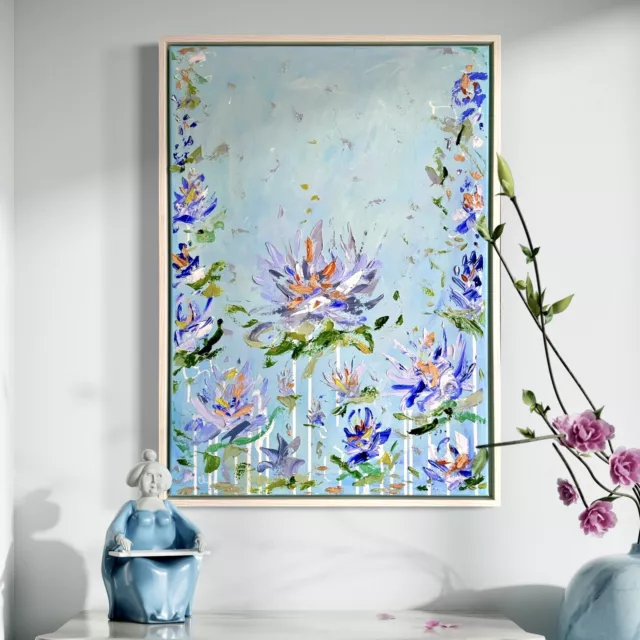 ÖLGEMÄLDE Original BLUMEN 🩵 Leinwandbild HANDGEMALT Malerei Abstrakt Ölbild