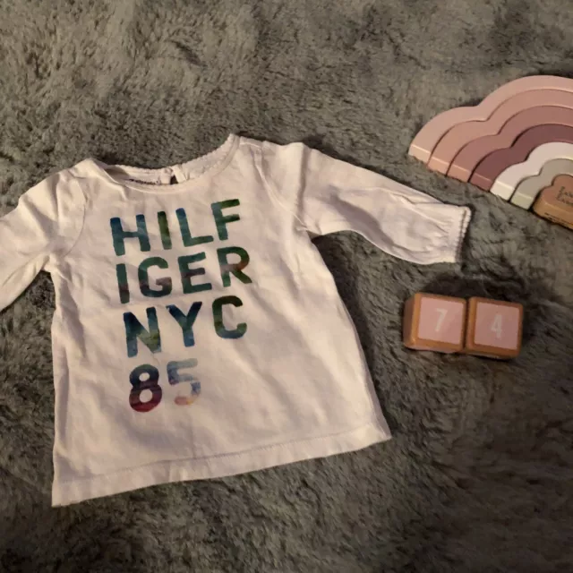 Tommy Hilfiger Langarmshirt Gr. 74 weiß Mit Print #Babygirls ♥️