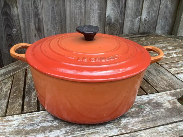 Vintage Le Creuset Casserole Dish Size 24 cm Made In France Orange