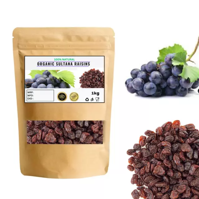 Organic Sultana Raisins - Non-GMO, Unsweetened, Unsulfured,No Sugar Added