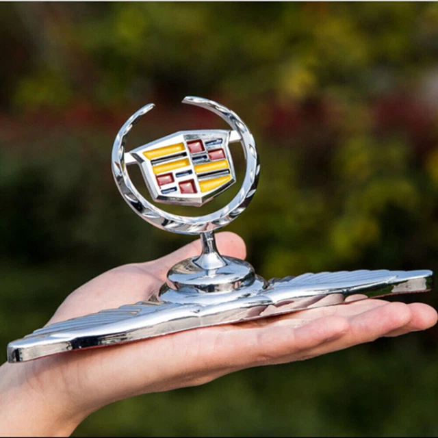 3D Chrome Car Front Hood Stand Ornament Cadillac Wing Emblem for XTS SRX CT6 CT4