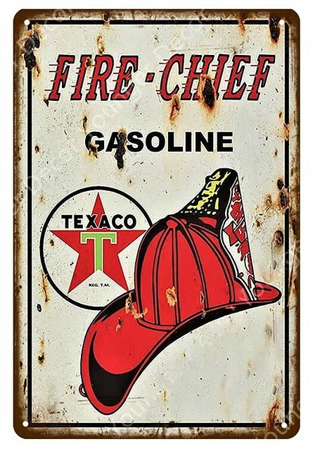 Texaco Sky Chief Tin Sign (Exxon Union Mobil Ford Toyota Blue Oval Bow Tie) 1382