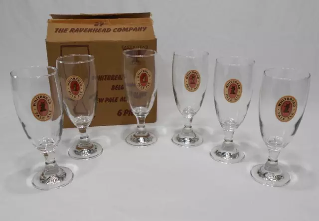 Vintage 1 960's  NOS Whitbread Pale Ale  beer glass set of 6 Original box