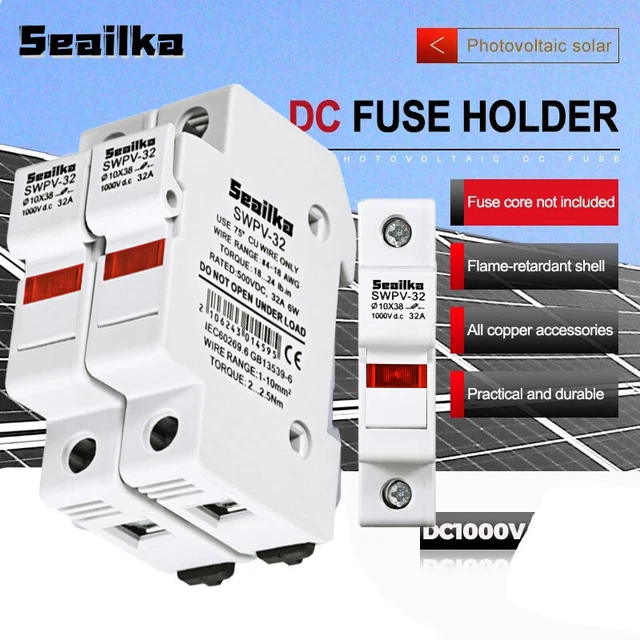 Supporto fusibile fotovoltaico interruttore di sicurezza 1/2 poli 10x38 mm 32A 1000 V DC