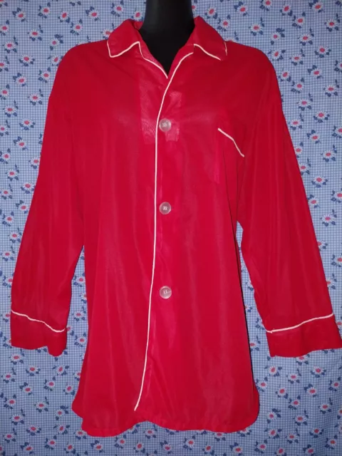 Vintage 70s Men's Red Nylon Pyjama Shirt - Size L /41-44 - Brent/Montgomery Ward