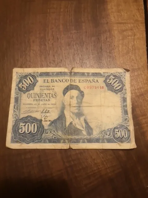 ancien billet Quinientas Pesetas Madrid 22 Julio 1954 Banco España