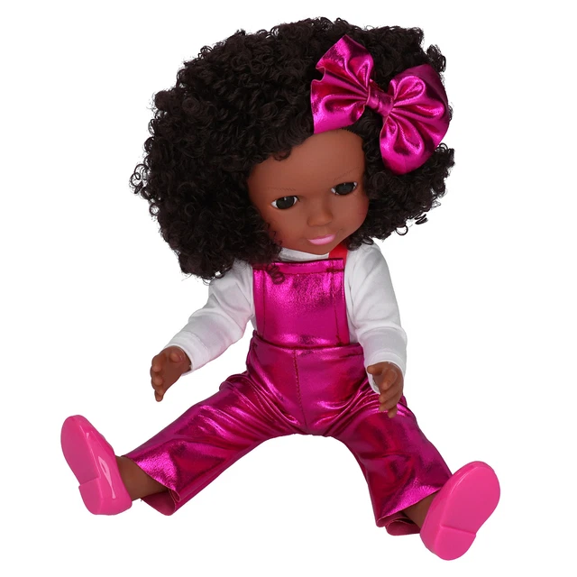 (Q14-57 Rose Red Strap)African Rebirth Baby Girl Baby Doll Toy Play Together