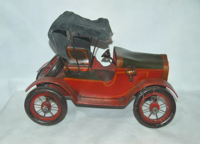 Ford Model T Torpedo Roadster Handmade Large Scale Antique Wood & Metal Toy Car