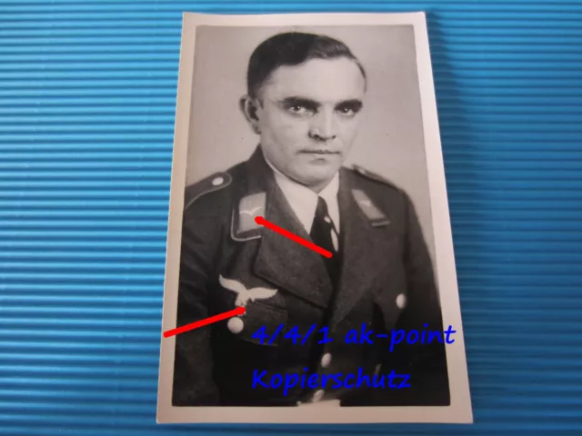 Foto AK 2.WK WWII Soldat Luftwaffe Uniform Kragenspiegel Wehrmacht Portrait