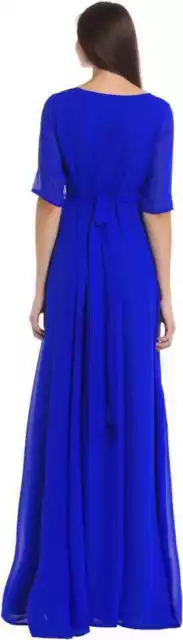 Gorgeous Readymade Blue Georgette Gown Indian Low Price Dress Long Ethnic Kurtis 2