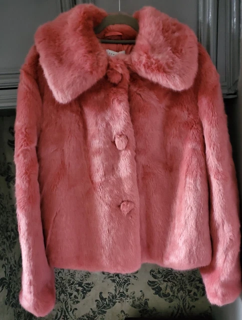 TOPSHOP WOMEN PINK Faux Fur Coat Size 12 Brand New 79.99 PicClick UK