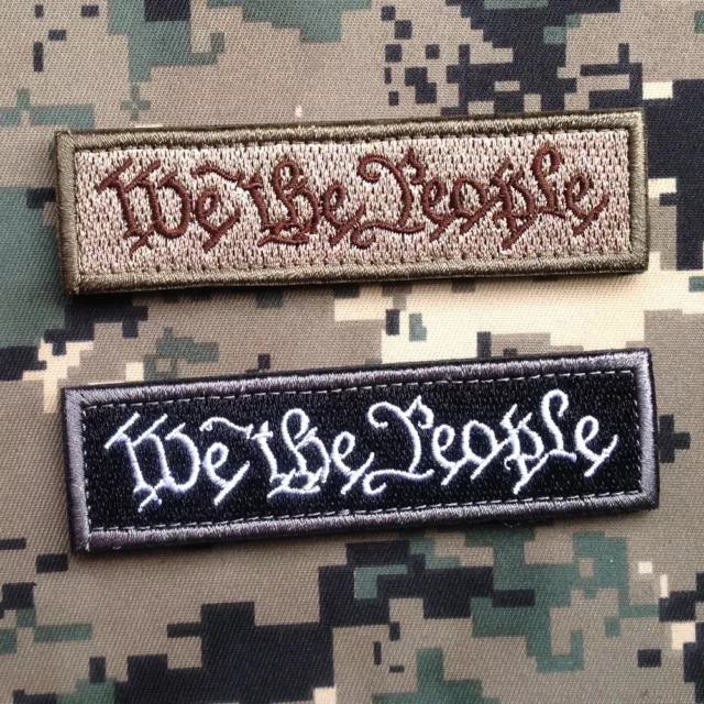 2Pcs We The People Tab Us Military Tactical Hook Patch Embroidered Badge