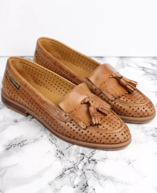 Russell & Bromley Tissé Treillis Fauve Marron Mocassins Cuir, Taille Ue 37 /UK 4