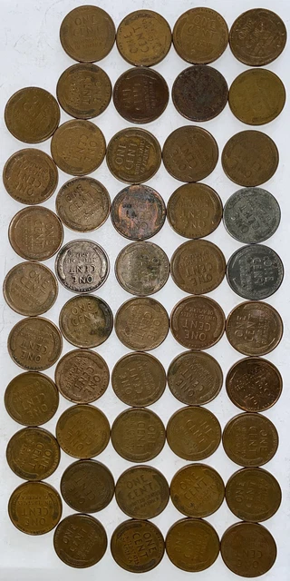 1 US Lincoln Wheat Cent Penny Roll 1916-S/1909 VDB UNC (50 Coins) Old Vintage 10