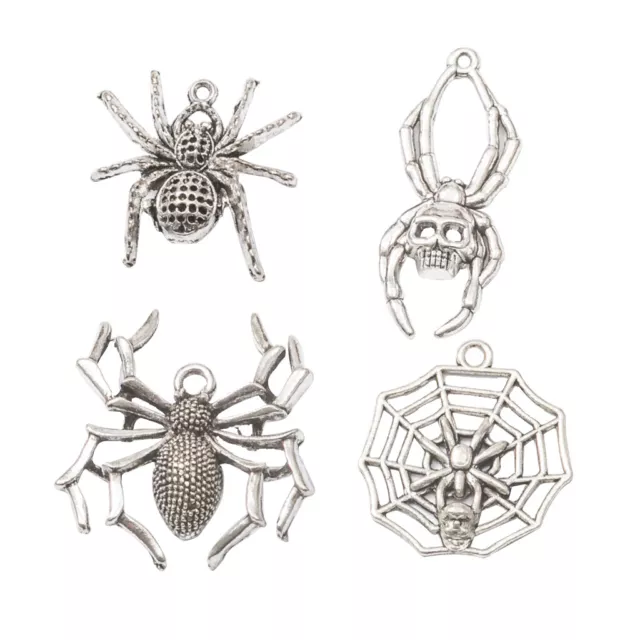 4 Gemischte tibetische Silber anhänger Spider Charms für Schmuck Herstellung