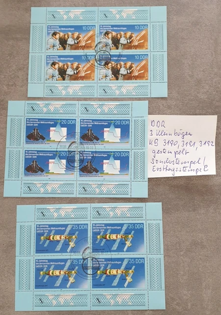 3 DDR KB 3190 bis KB 3192 von 1988, Sonderstem,10 J. Weltraumflug UDSSR-DDR (II)
