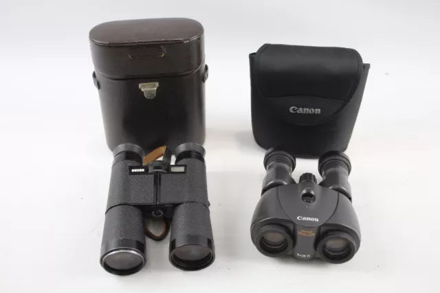 Vintage BINOCULARS Inc Zeiss 10x50w & Canon Image Stabilizer w/ Original Case x2