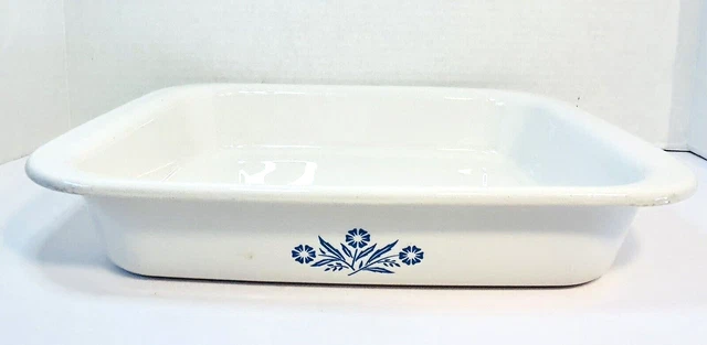 Vintage Corning Ware A-21 Open Roaster Blue Cornflower 14 1/4” X 11 1/4”