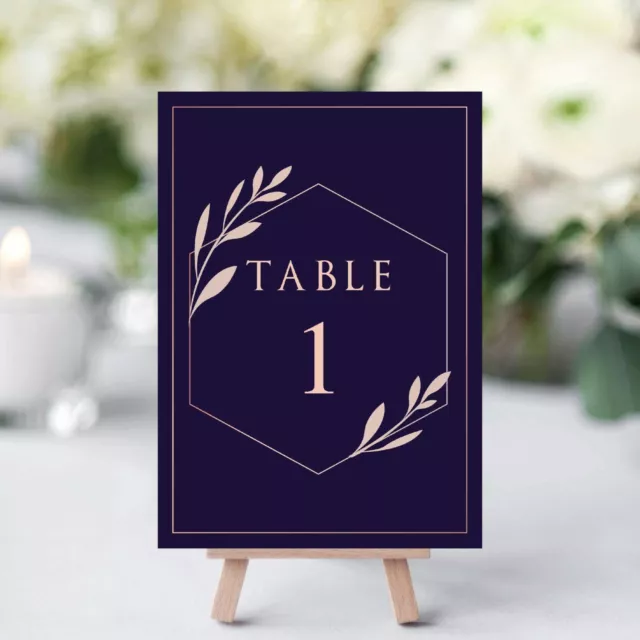 Navy Rose Gold Table Number Wedding Cards 1 to 10 + Top Table Card