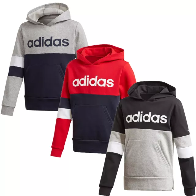 Adidas Boys Hoodies Sweatshirt Linear Hoodie Top Colorblock Shirt