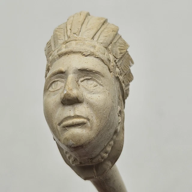 VINTAGE ANTIQUE CLAY PIPE Man Native American Indian Chief Figural ...