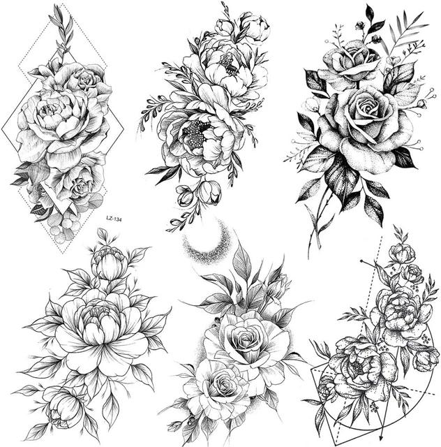 59 Tatuaggi Temporanei Rosa E Fiori - Adesivi Realistici Per Donne E Bambine
