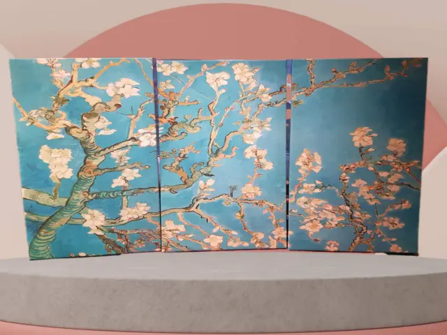 Japanese Set of 3  Art Prints, Irises by Ogata Korin, Wall Decor Canvas Triptych 3