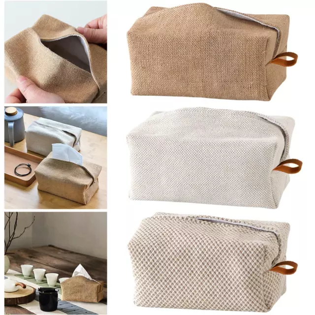 Linen Tissue Box Holder Cloth Tissue Cover Pouch for Home Towel Restaurant