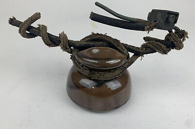 BROWN Vintage Ceramic Porcelain Glass Insulator With Cloth Covered Wire Antique