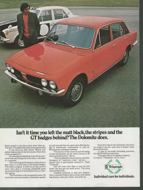 1972 TRIUMPH DOLOMITE advertisement, British Leyland Triumph, British advert
