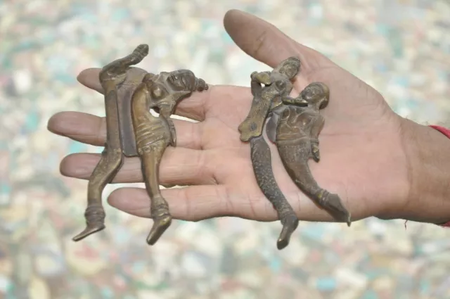 2 Pc Vintage Brass Handcrafted Engraved Lady & Baby Shape  Betel Nut Cutter
