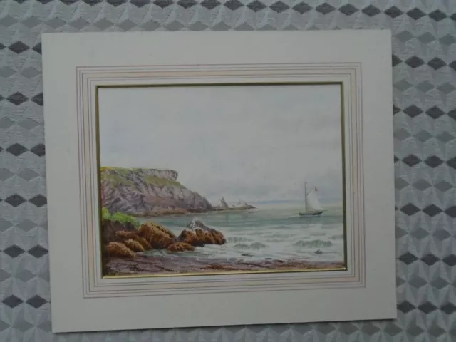 Original coastal watercolour. Early 20th C. Quality mount