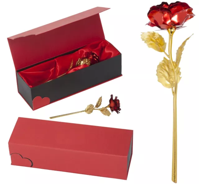 Goldene Rose ROT Gold Veredelt Valentinstag Geburtstag Jahrestag Liebes Geschenk