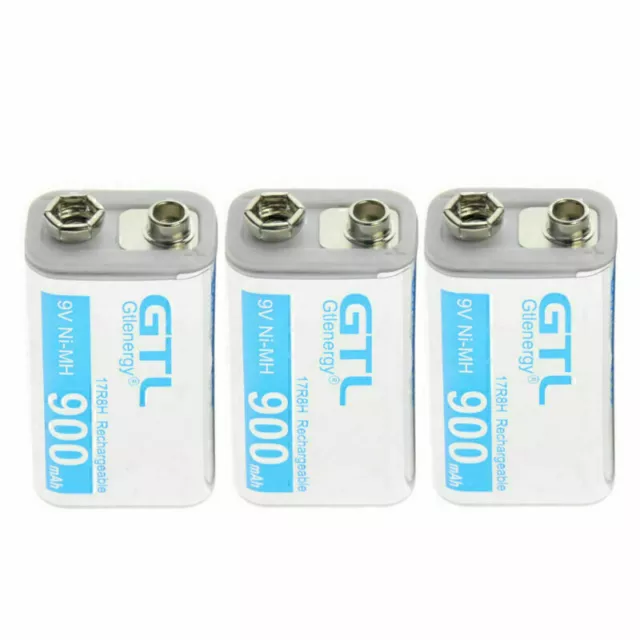 3 pcs Durable 9V 9 Volt 900mAh Power Ni-Mh Rechargeable Battery Cell PPS block