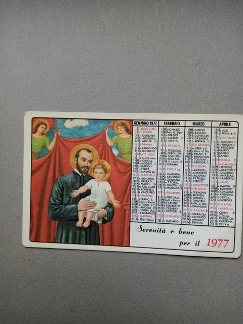 Calendarietto plastificato  1977  Istituto  Parrocchia San Gaetano  -Milano