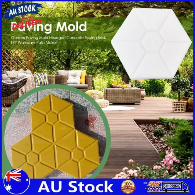 AU DIY Garden Yard Road Hexagon Pavement Mold Path Cement Brick Road Concrete Mo