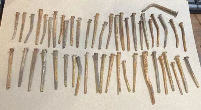 Old Wrought Iron Cut Nails w/Square Head  Restoration Real Antique Hardware-12oz