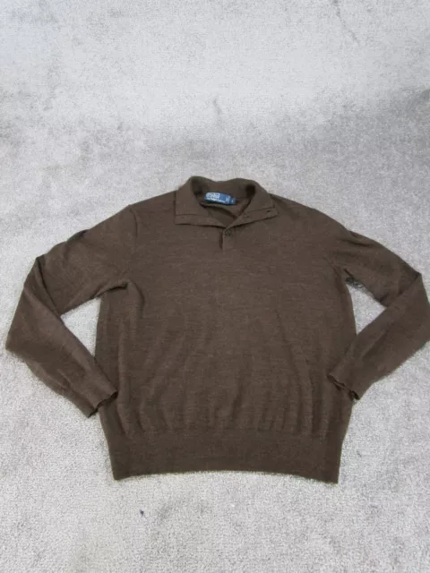 Polo Ralph Lauren Merino Wool Sweater Mens Large Brown Mock Neck Knit