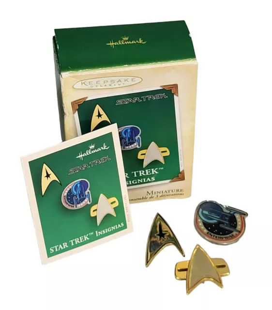 MINI Hallmark Keepsake Christmas Tree Ornament Star Trek Metal Insignias 2004