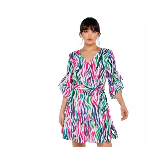 Apricot Wrap Dress Size 16 Multicoloured Zebra Short Length 3/4 Sleeve BNWT