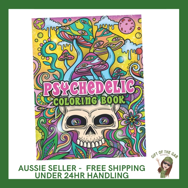 STONER COLORING BOOK Trippy adult coloring book full of cats doing