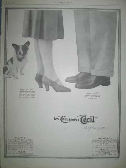 Publicite De Presse Cecil Chaussure Soulier Antinea Richelieu Ascot Ad 1926