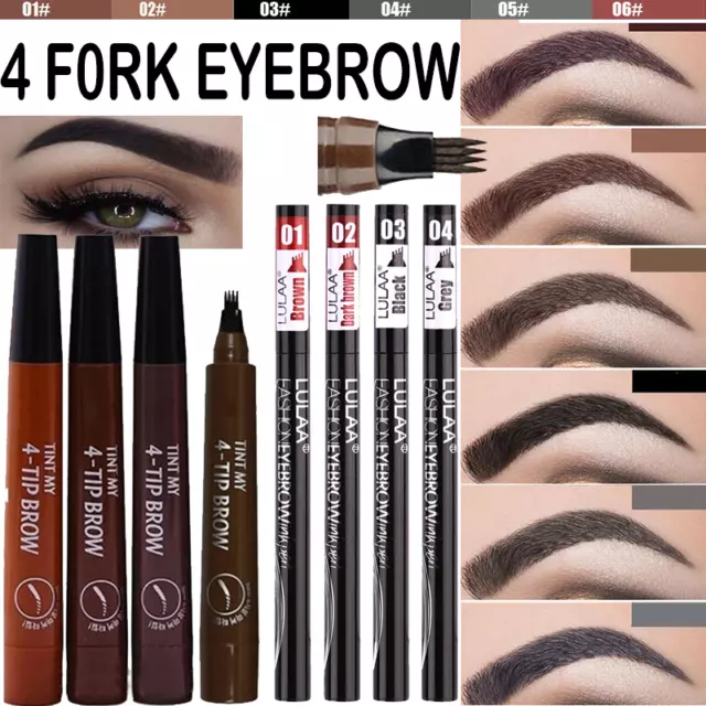 Penna 3D inchiostro liquido tatuaggio microblading sopracciglia 3D impermeabile 4 forchette Au]
